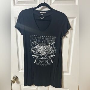 Charlotte Russe Medium Black T-shirt Free Spirit Print